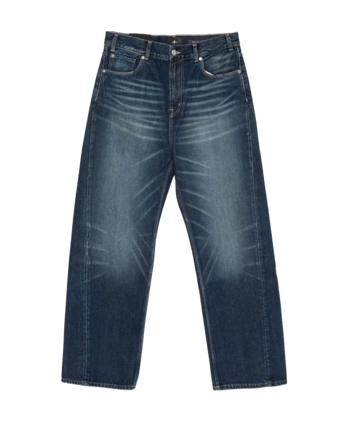 

Синие джинсы с выцветшей отделкой. 7 For All Mankind, синий