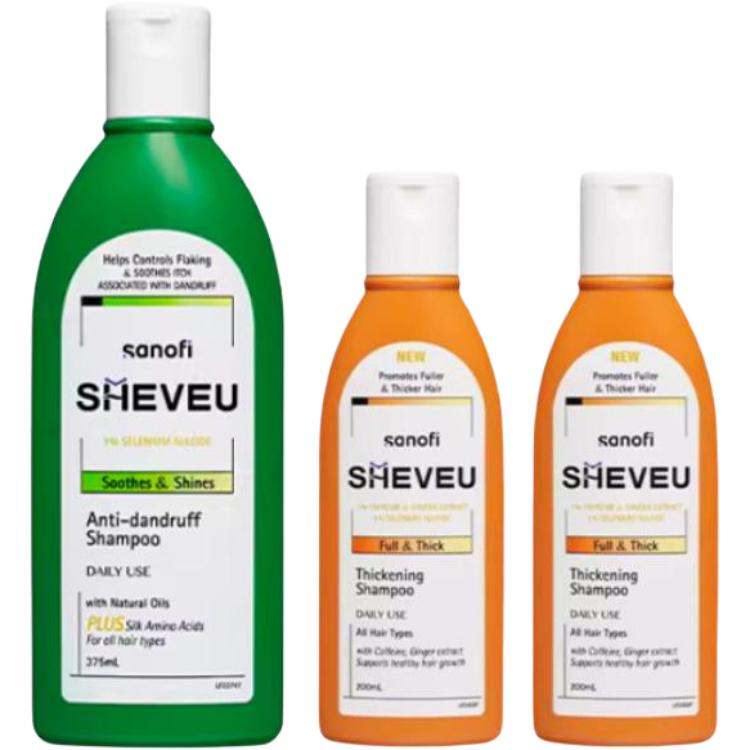 

Selsun Elsin Upgraded Аминокислотный шампунь и кондиционер против перхоти, питание и очищение SHEVEU, three-piece set: amino acid repairing зеленый bottle 375ml+volumizing and fluffing up оранжевый shampoos 200ml*2