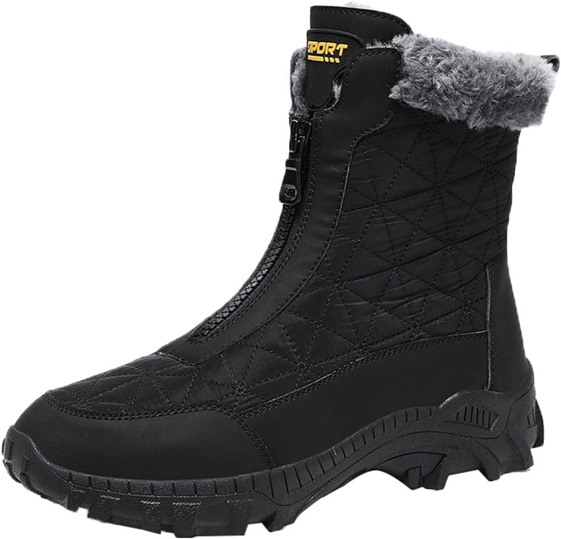 

Зимние мужские ботинки Dacnakby, стеганые утепленные с искусственным мехом, водонепроницаемые, черные, для снега и походов