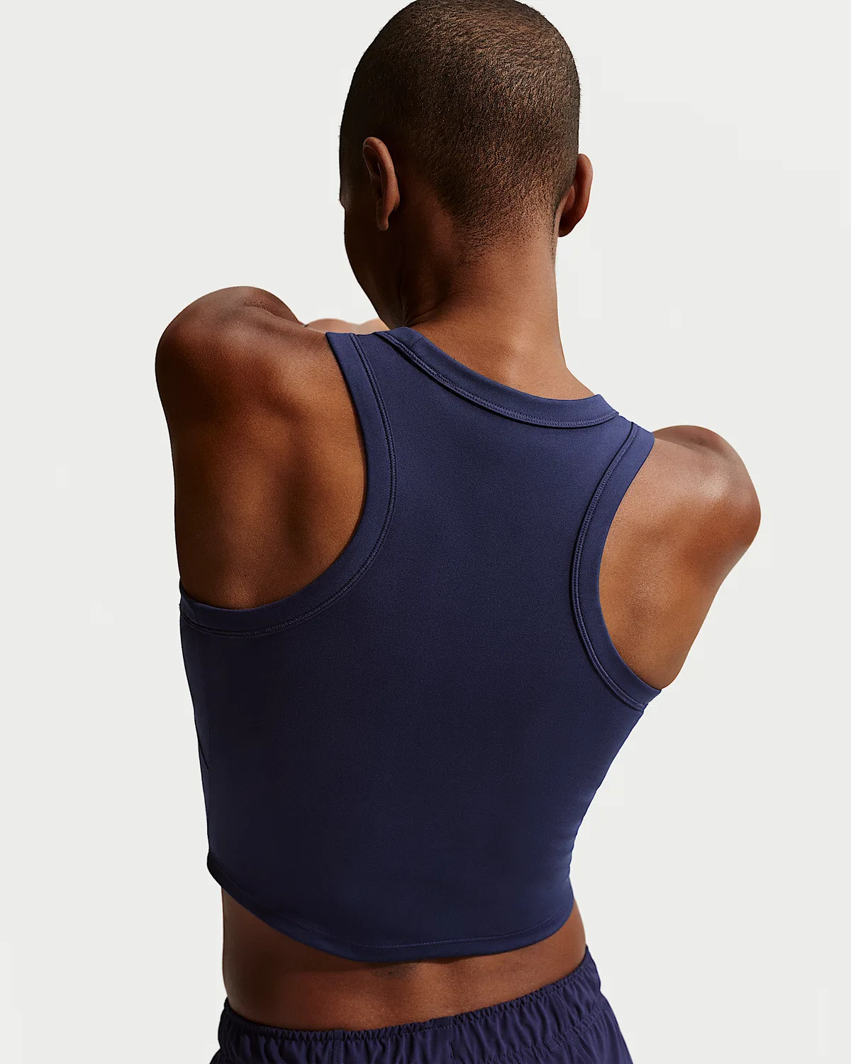 Женский укороченный топ Nike One Fitted Dri-FIT, Midnight Navy/White — фото 2
