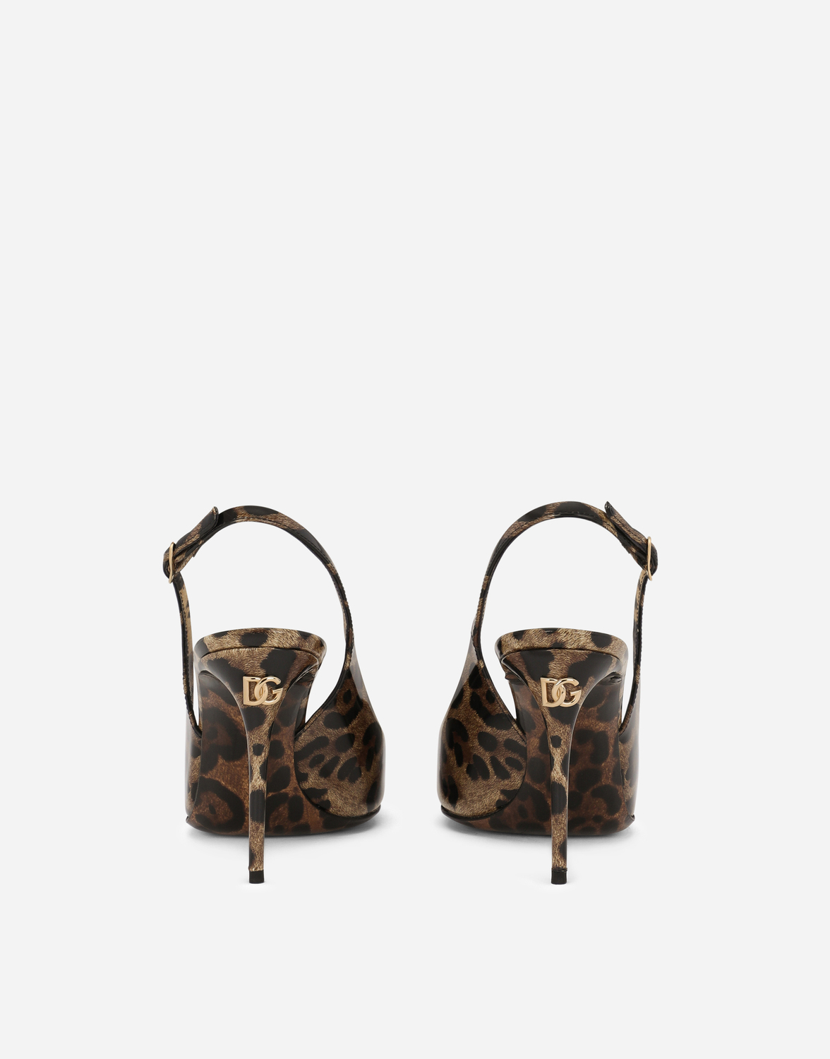 Лакированные кожаные босоножки-слингбэки с леопардовым принтом Dolce & Gabbana, анималистичный принт — фото 3