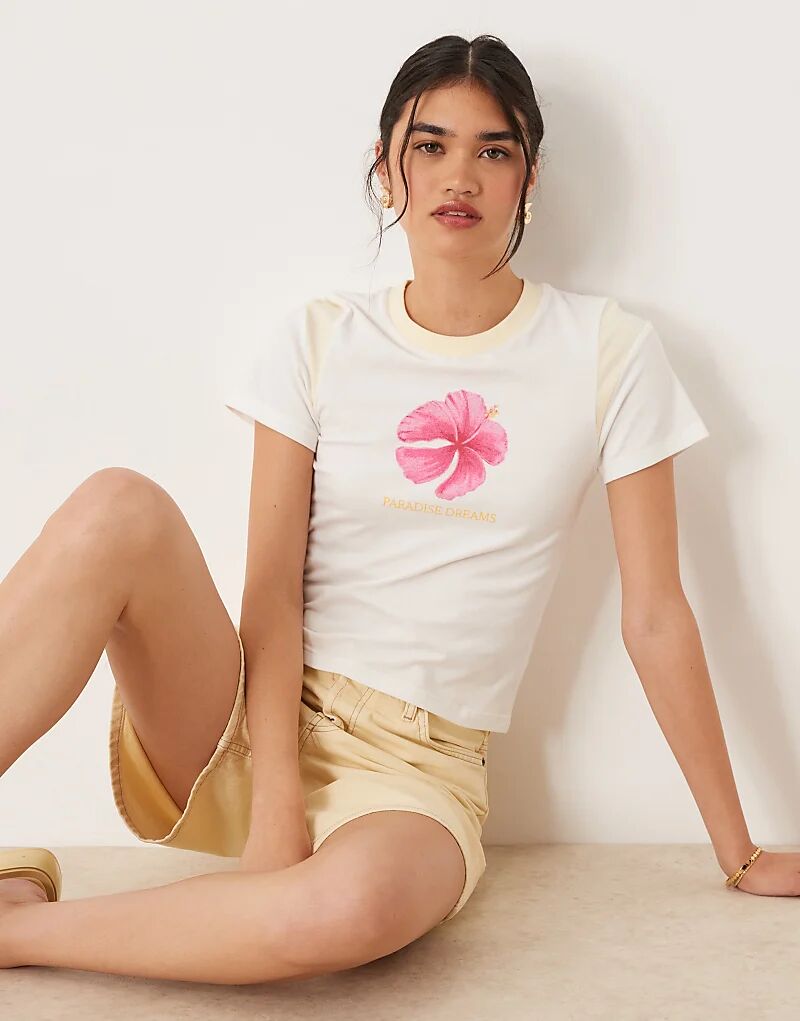 

Контрастная детская футболка из джерси Cotton On Peached с гибискусом и лимонной глазурью Cotton On