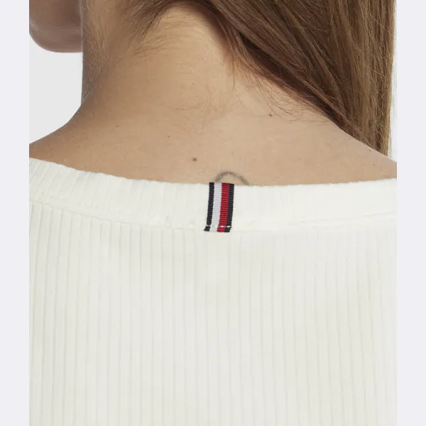 Блузка узкого кроя в рубчик 5x2 o-nk ls Tommy Hilfiger, белый — фото 4