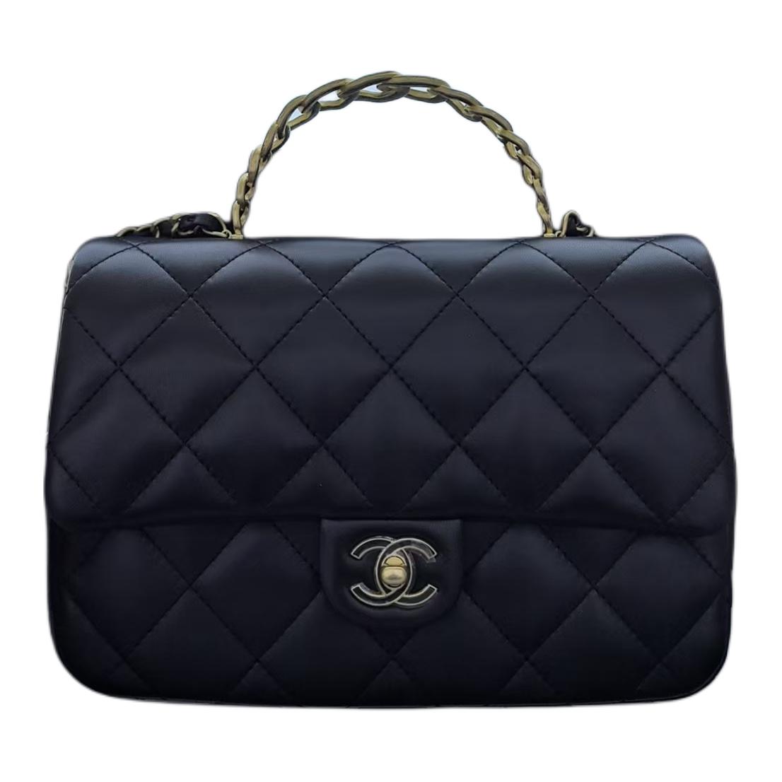 

CHANEL Кожаная сумка с клапаном через плечо кроссбоди женская черная