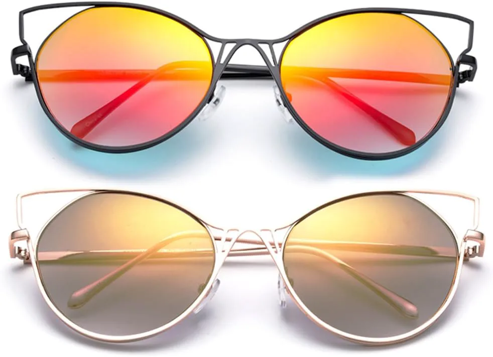 

Newbee Fashion - Модные солнцезащитные очки-кольца Kyra Oversized Round Loop Design для женщин Newbee Fashion Sunglasses, 2 Pack Black/Orange & Gold/Brown