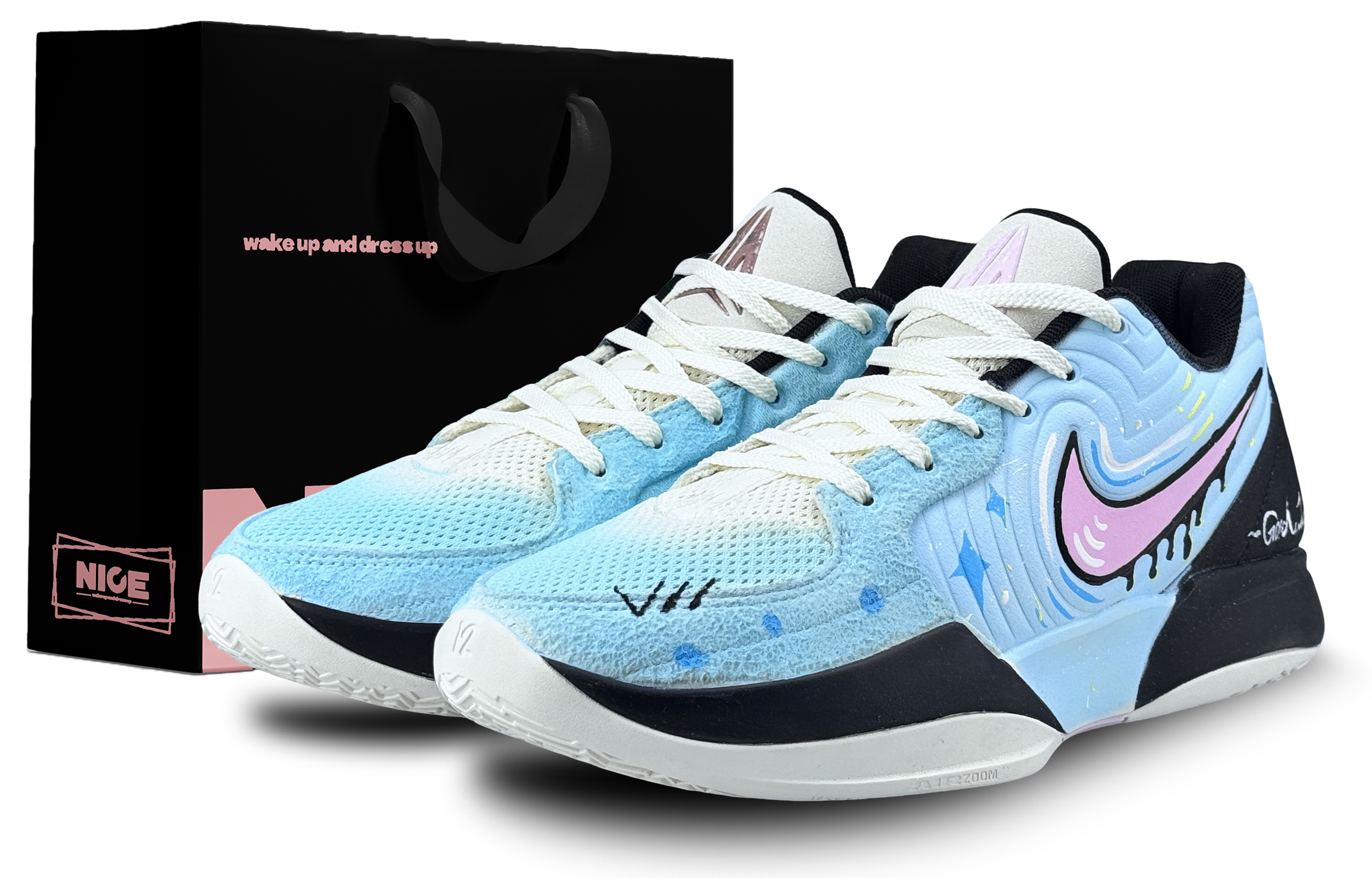 

Nike Баскетбольные кроссовки Ja Morant 2 с низкой амортизацией, износостойкие, мужские, сине-зеленые