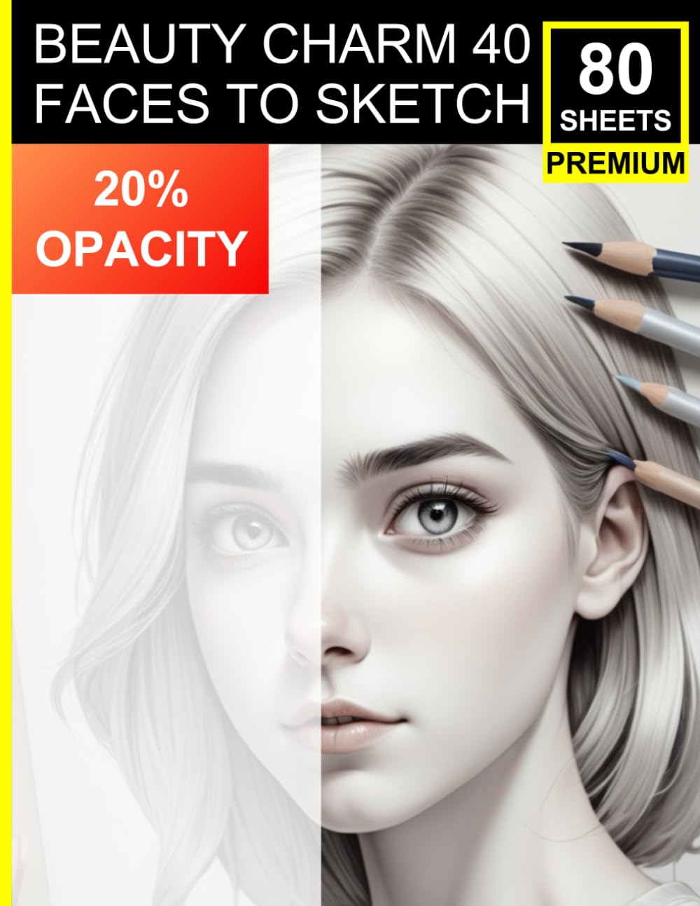 

Beauty Charm: 40 Faces to Sketch: Traceable 20% Opacity Portraits for Practicing Structure, Shading & Blending (Independently published)