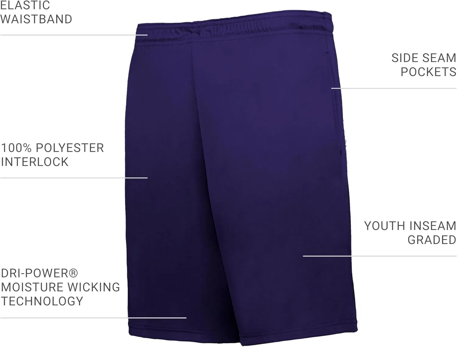 Russel Athletic Спортивные шорты Russell Athletic Boys Dri-Power Essential Performance Shorts, фиолетовый — фото 3