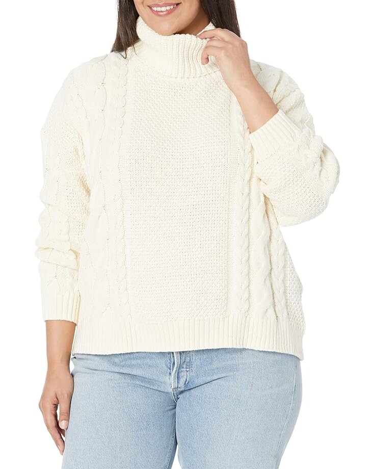 

Свитер Madewell Plus Capri Cotton Cable Turtleneck, цвет Antique Cream