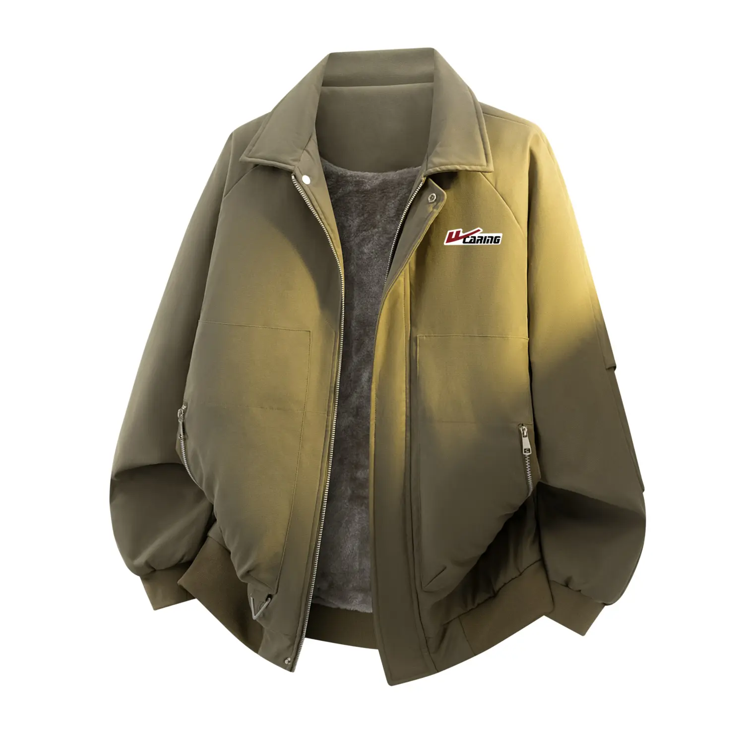 

Пуховик Unisex Lapel Fleece lined Puffer Jacket WARRIOR, зеленый коричневый (diy badge)