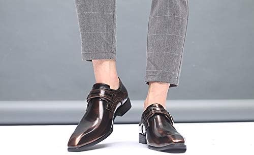 Мужские туфли Battle Men Retro Oxford из искусственной кожи с пряжкой в стиле монк, заостренный носок, на каблуке, однотонные, формальные, бронза — фото 3