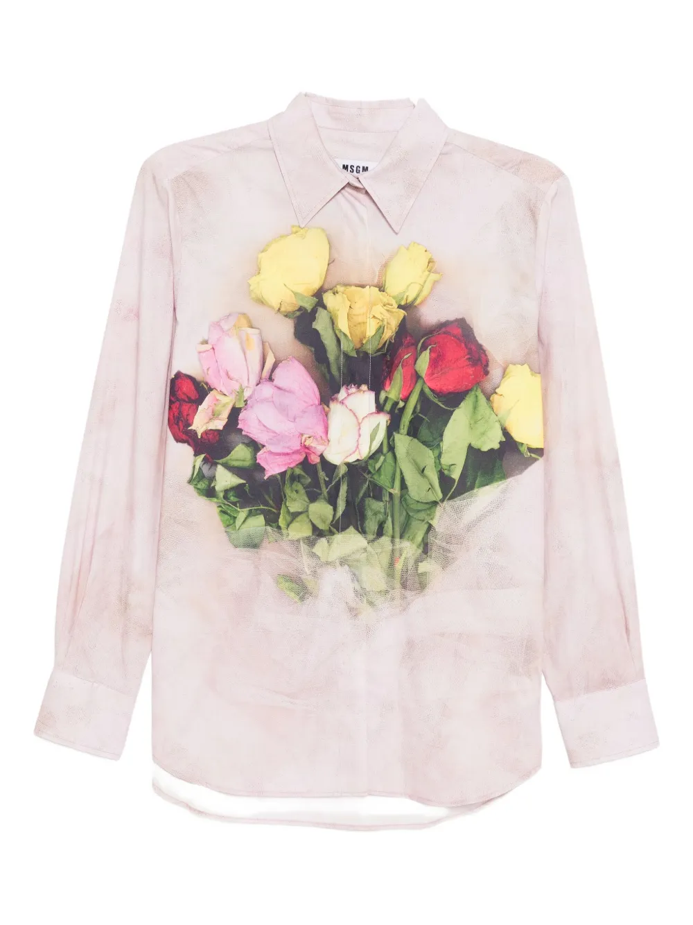 

Поплиновая рубашка с принтом Msgm, розовый