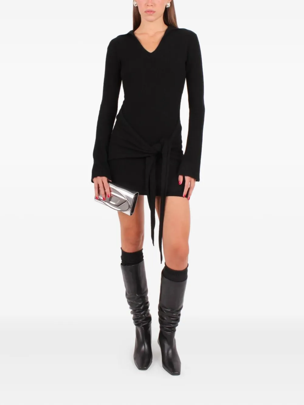 

Мини-платье на поясе Federica Tosi, черный