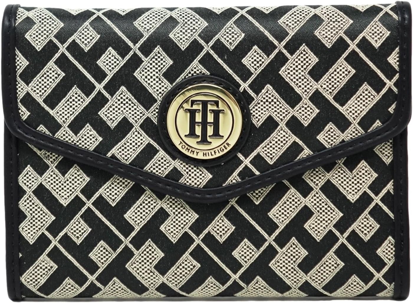 

Женский черный клатч-кошелек с принтом логотипа Tommy Hilfiger, маленький квадратный, Black