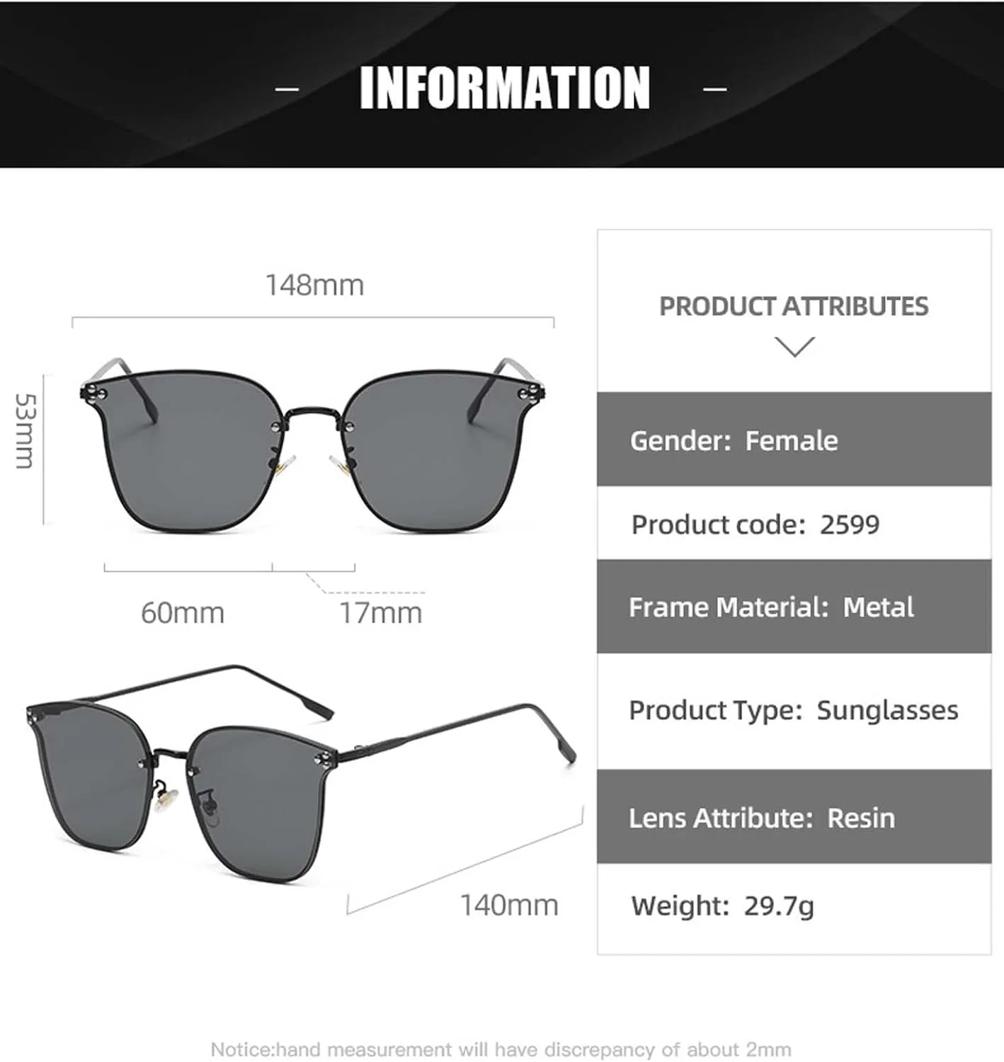 

Солнцезащитные очки XINXIN в металлической оправе "кошачий глаз" большого размера для женщин, модные очки для отдыха на природе (Цвет: B, Размер: Средний), B