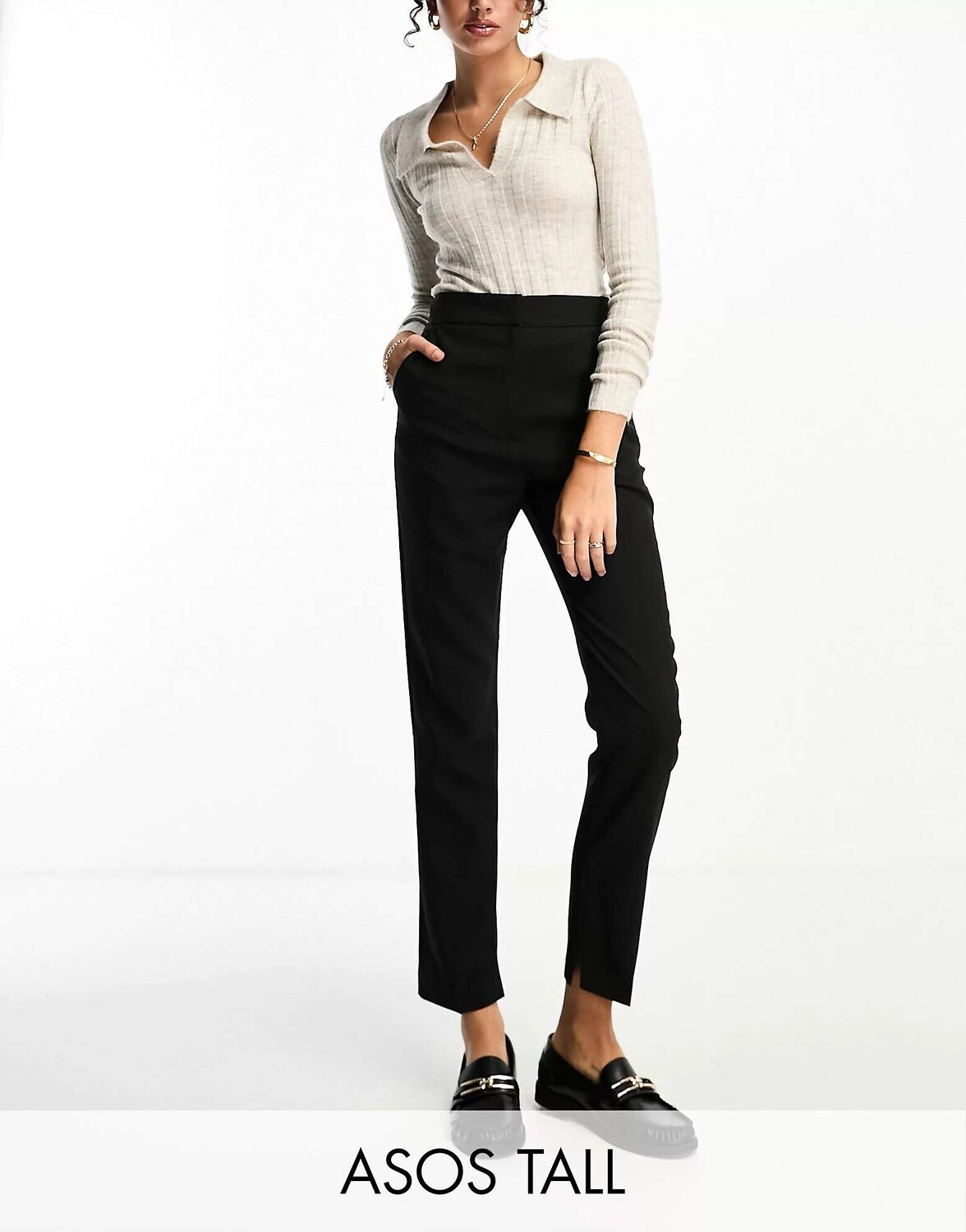 

Черные узкие брюки-сигареты ASOS Tall, Черный, Черные узкие брюки-сигареты ASOS Tall