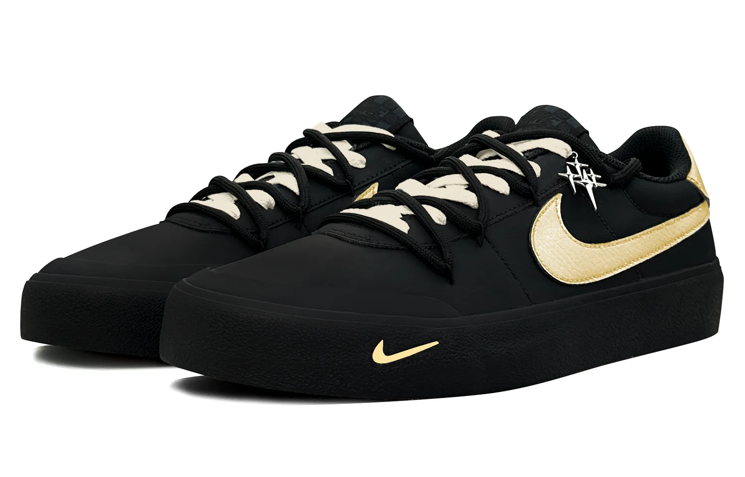 Nike Кроссовки Court Shot для скейтбординга мужские низкие Black/Gold — фото 4