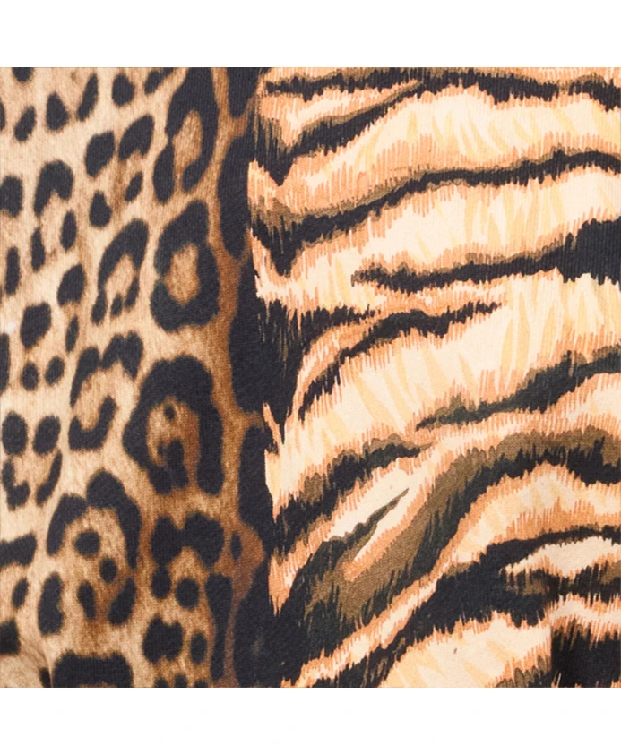 Лоскутная толстовка в анималистическом стиле со змеиным значком. Roberto Cavalli, коричневый — фото 4