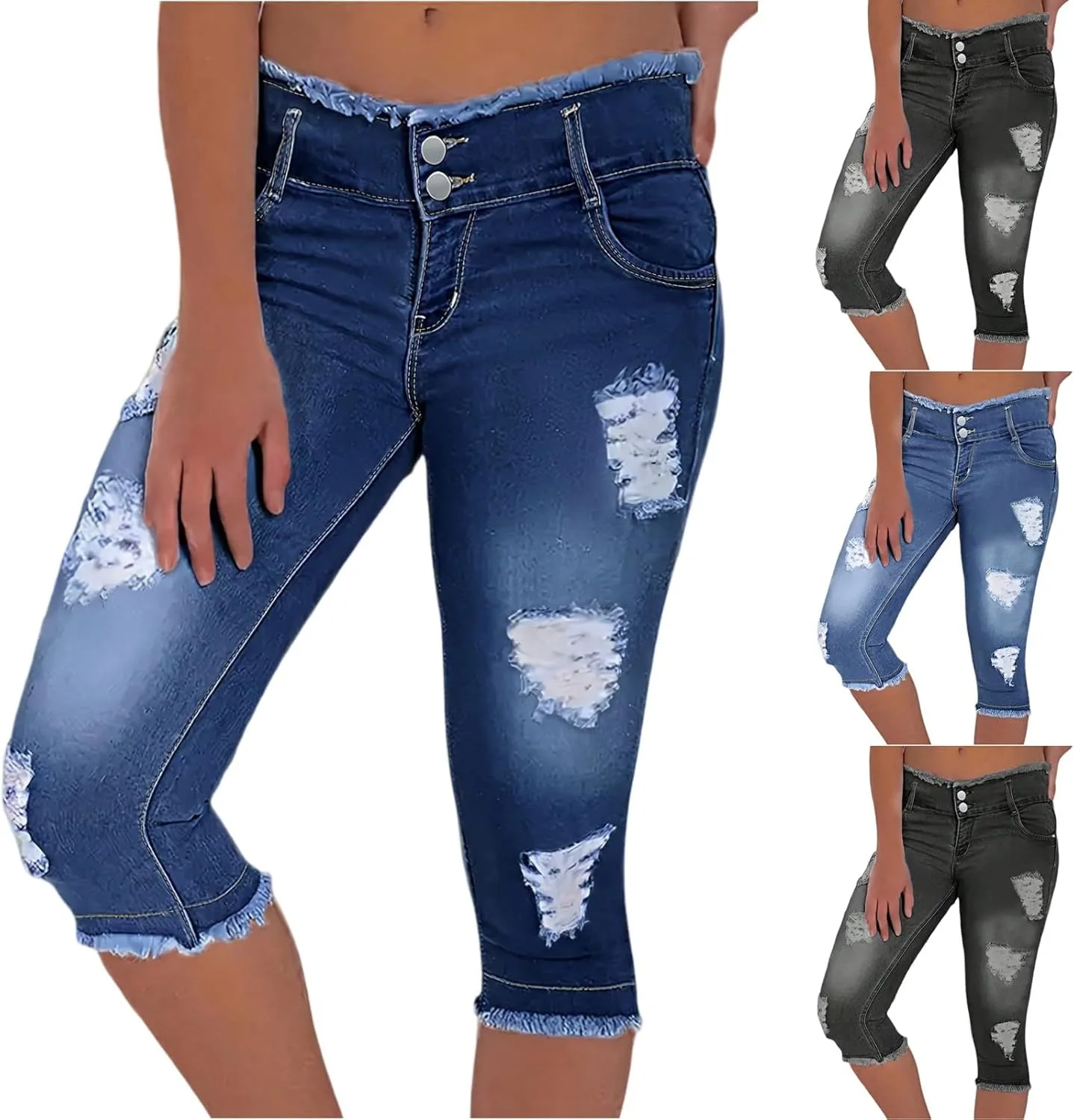 

Женские джинсы капри скинни с потертостями и карманами yakyamgi