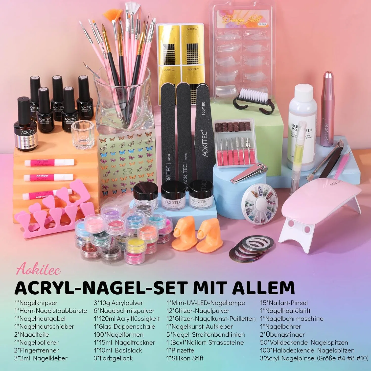 Набор для маникюра «Make Your Own Nails Set» от Aokitec ‎Aokitec, 01-Acrylic Nail Full Set — фото 2