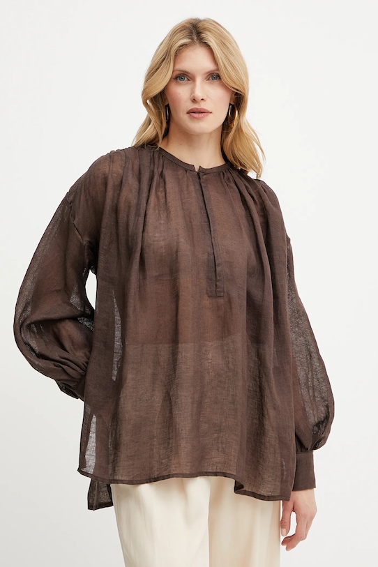 

Льняная блузка Luisa Spagnoli, коричневый