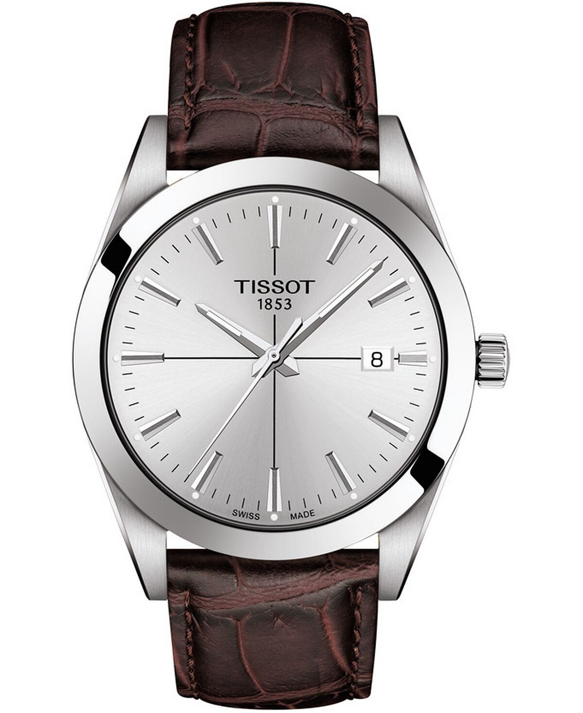 

Мужские швейцарские часы Gentleman с коричневым кожаным ремешком, 40 мм Tissot