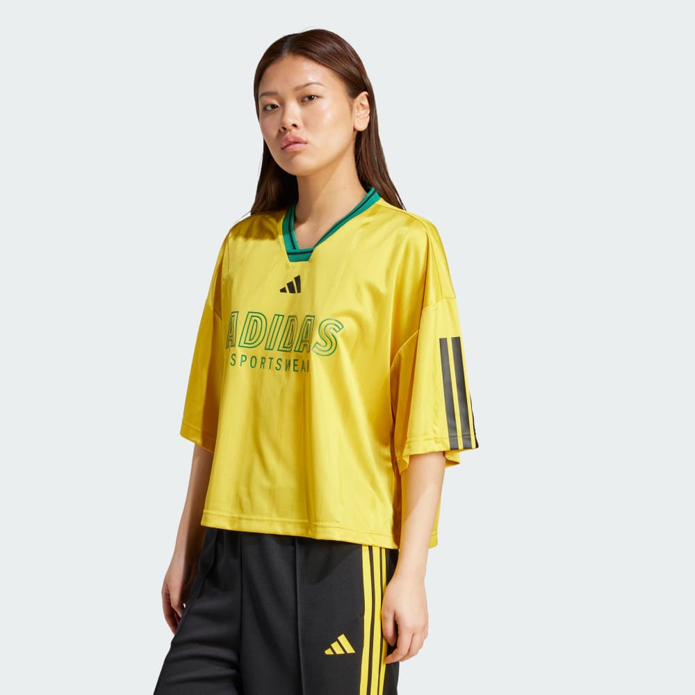 

Джерси Adidas Tiro Nations Pack Boyfriend Tee, цвет Hazy Yellow/Bold Green/Black