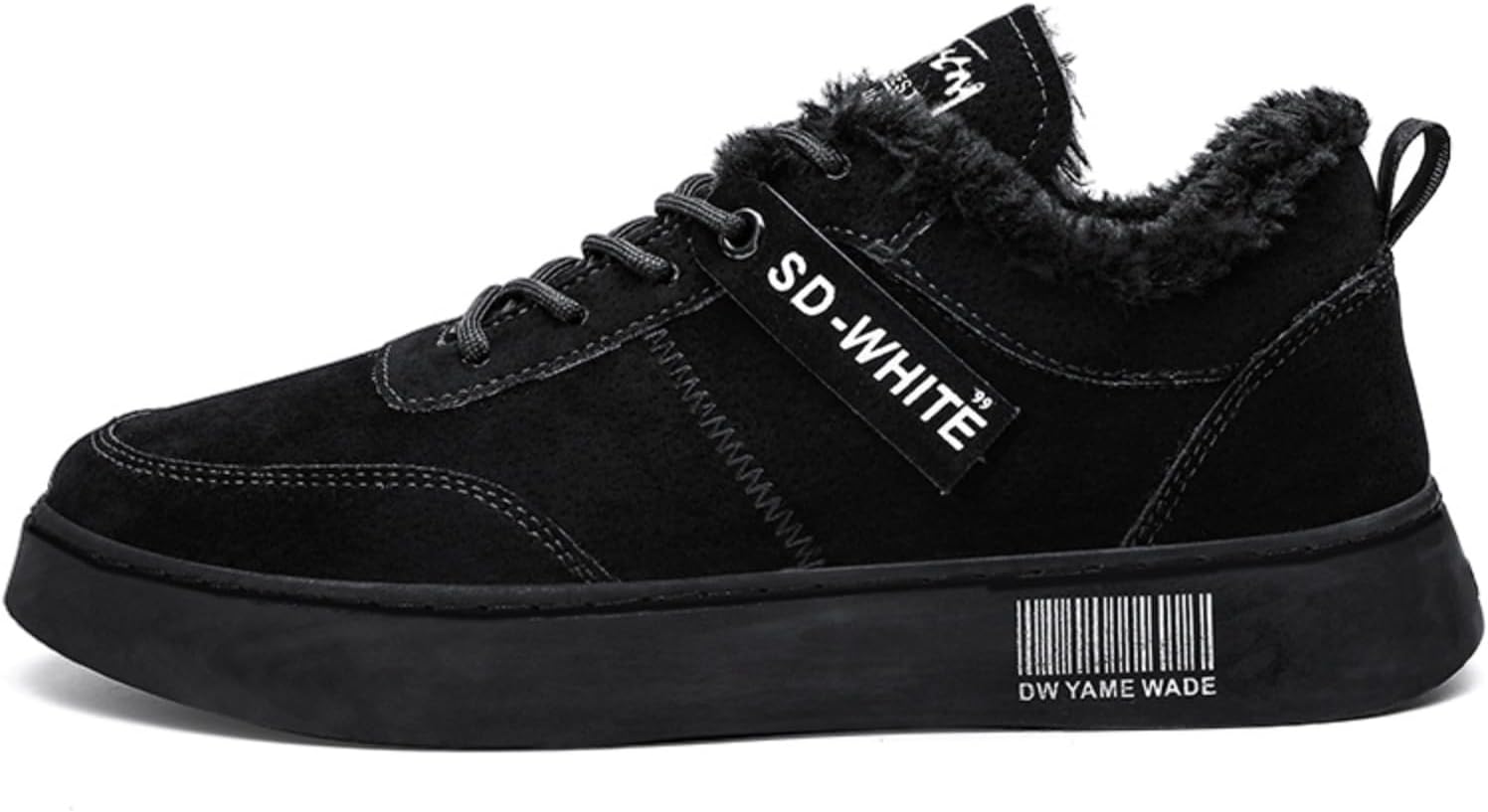 

Мужские зимние ботинки на шнуровке, с теплой подкладкой из толстого флиса, комфортной мягкой стелькой, прочной резиновой подошвой, верх из замши для повседневной и уличной носки Khwfjas, черный