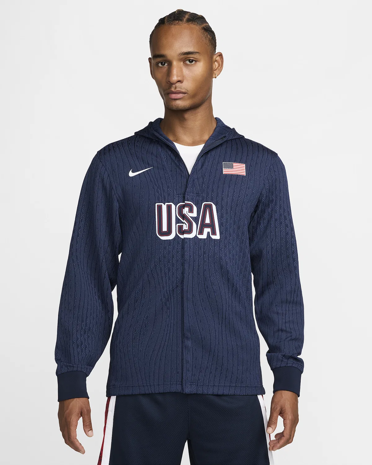 Мужская баскетбольная куртка Nike Dri-FIT ADV Game Jacket USA, Obsidian/Obsidian/White