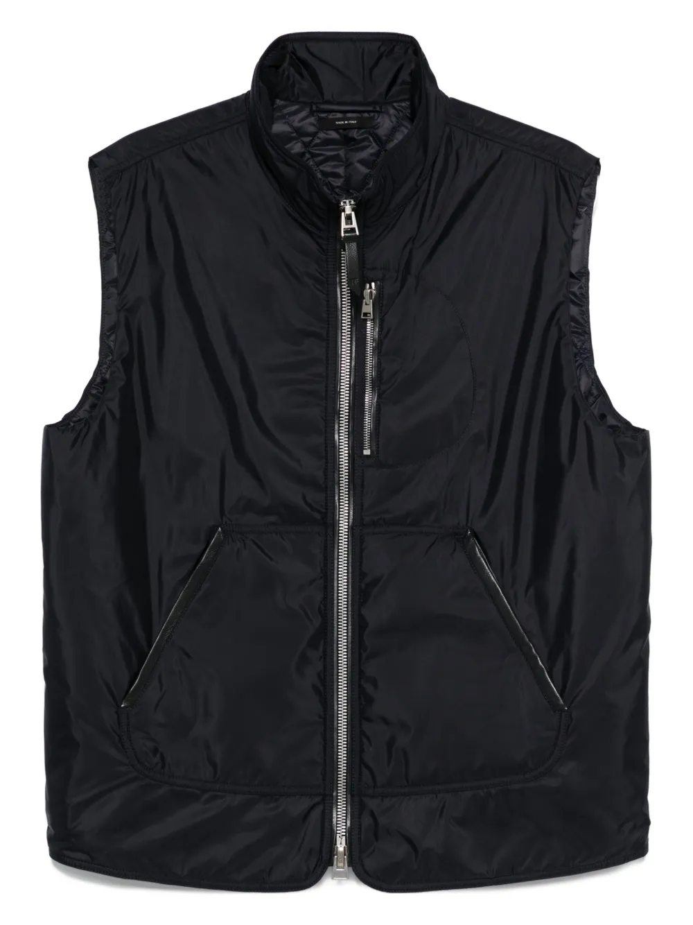 

Жилет на молнии с кожаной отделкой TOM FORD, синий