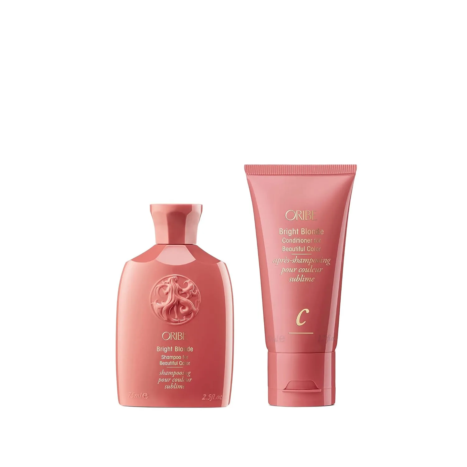 Набор для путешествий Oribe Bright Blonde, включающий шампунь и кондиционер для создания красивого цвета волос.