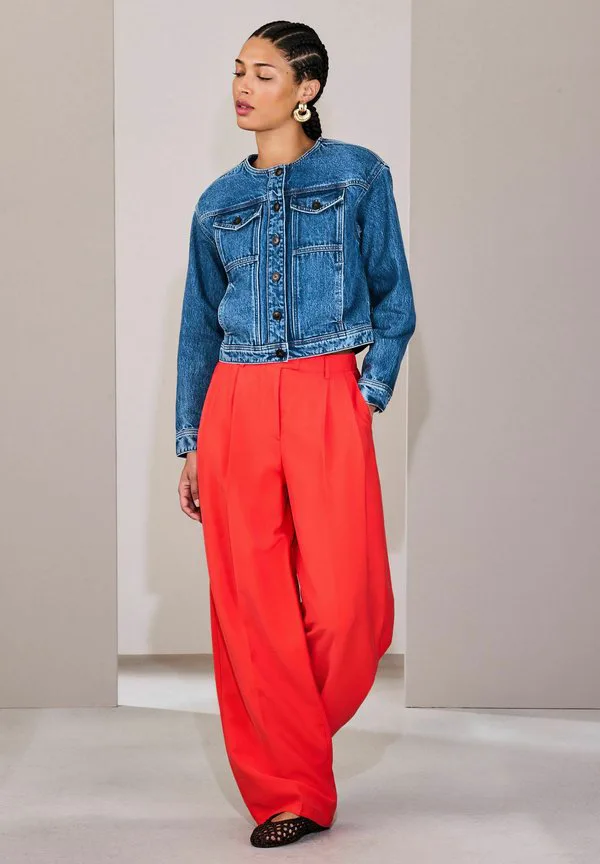 Джинсовая куртка прямого кроя без воротника Next, Denim Dark Blue — фото 2