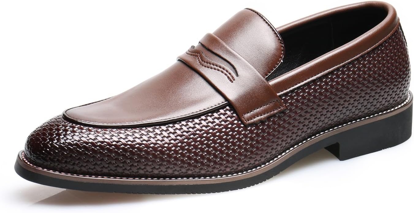 

Мужские лоферы Santimon Loafers, формальные классические туфли на плоской подошве для мужчин, свадебные, выпускные, из лакированной кожи, пенни-лоферы, деловые и повседневные мокасины под смокинг для мужчин, коричневый