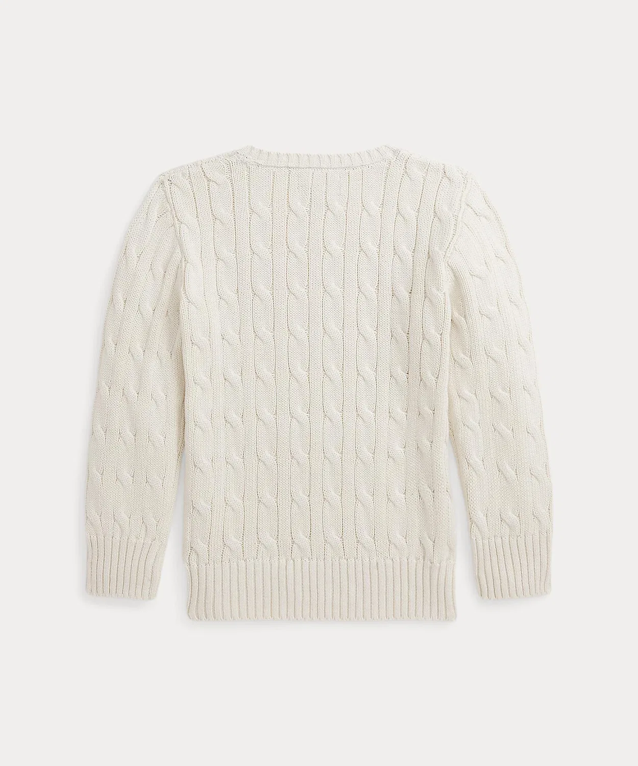 Свитер детский из хлопка, кейбл-вязание, Ralph Lauren, натуральный — фото 2
