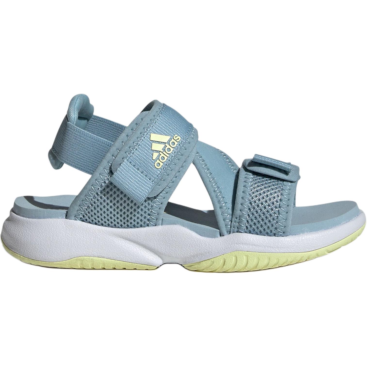 Антискользящие износостойкие низкие детские сандалии серо-голубые Kids' Adidas — фото 2