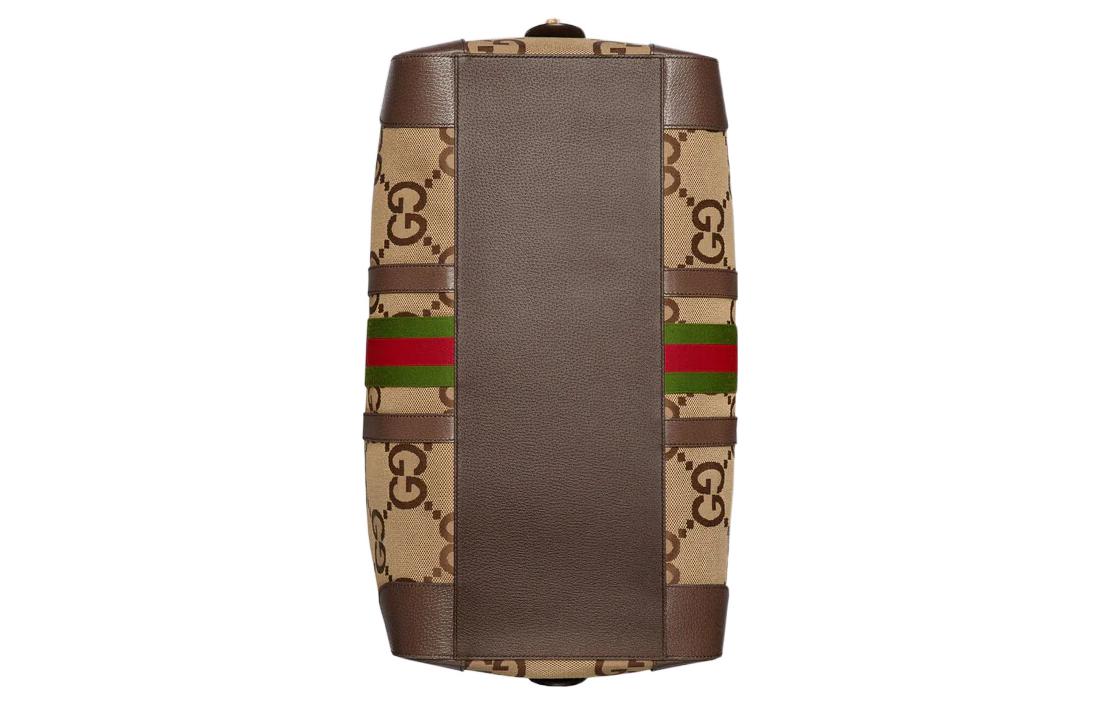 GUCCI Сумка через плечо Jumbo GG Canvas Patchwork Leather Unisex Ebony/Brown — фото 4
