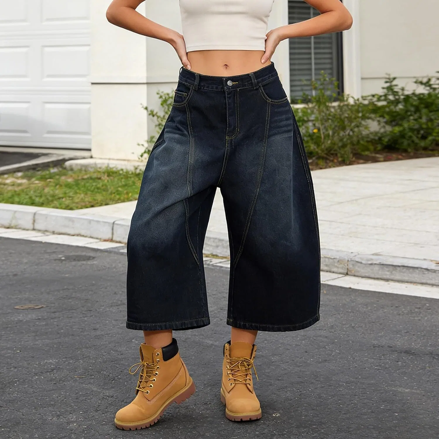 Джинсы свободные Baggy Jorts, синие — фото 3