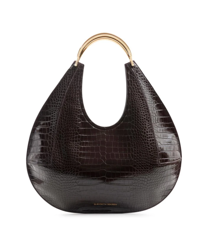 

Большая сумка-хобо с декоративной ручкой Elisabetta Franchi, коричневый