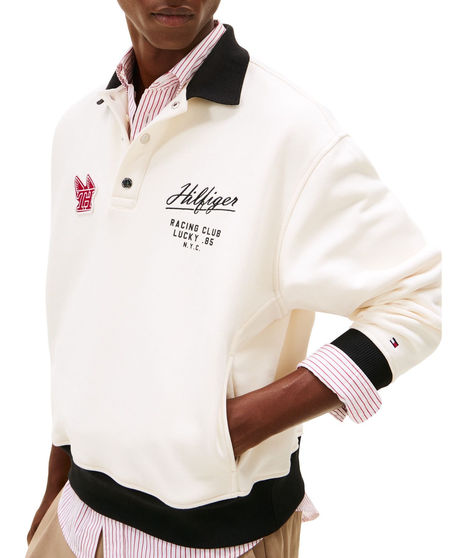 Современная спортивная толстовка в стиле регби TOMMY HILFIGER, White Z00 — фото 2