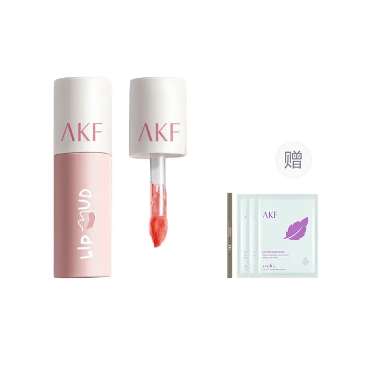 

Матовый блеск для губ Lip Clay с эффектом осветления, легко растушевывается, стойкий AKF, Cold Brew Pomelo M18+Eyebrow Pencil 01+Makeup Remover Wet Wipes 18ml