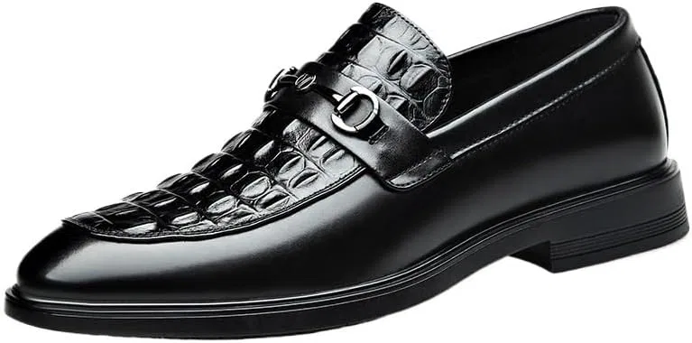 Лоферы кожаные Burnished Leather Working Slip On Round Toe Business Low Top Classic, черный UOPYNE