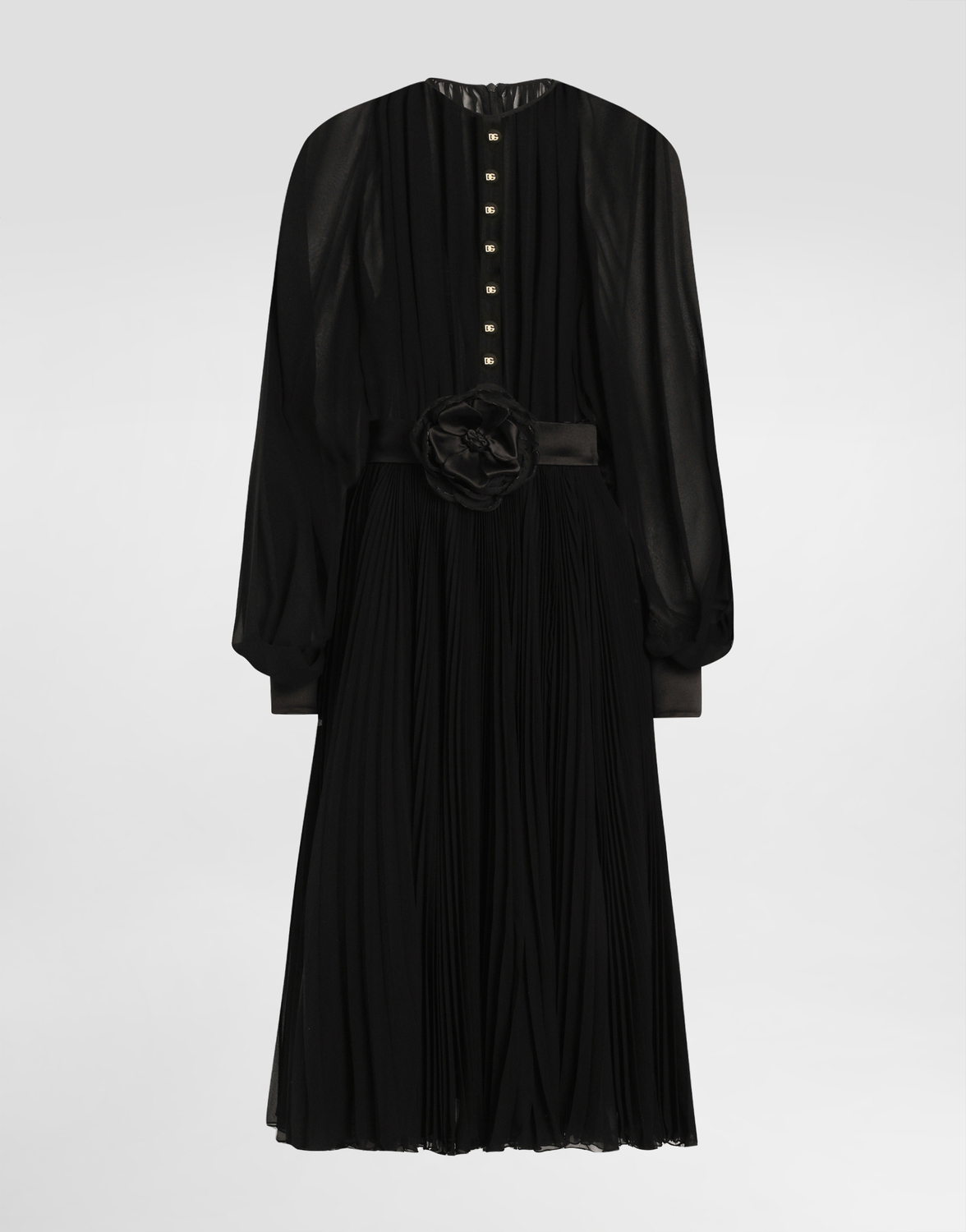 

Платье бэби-долл миди длины с плиссированной юбкой Dolce & Gabbana, черный