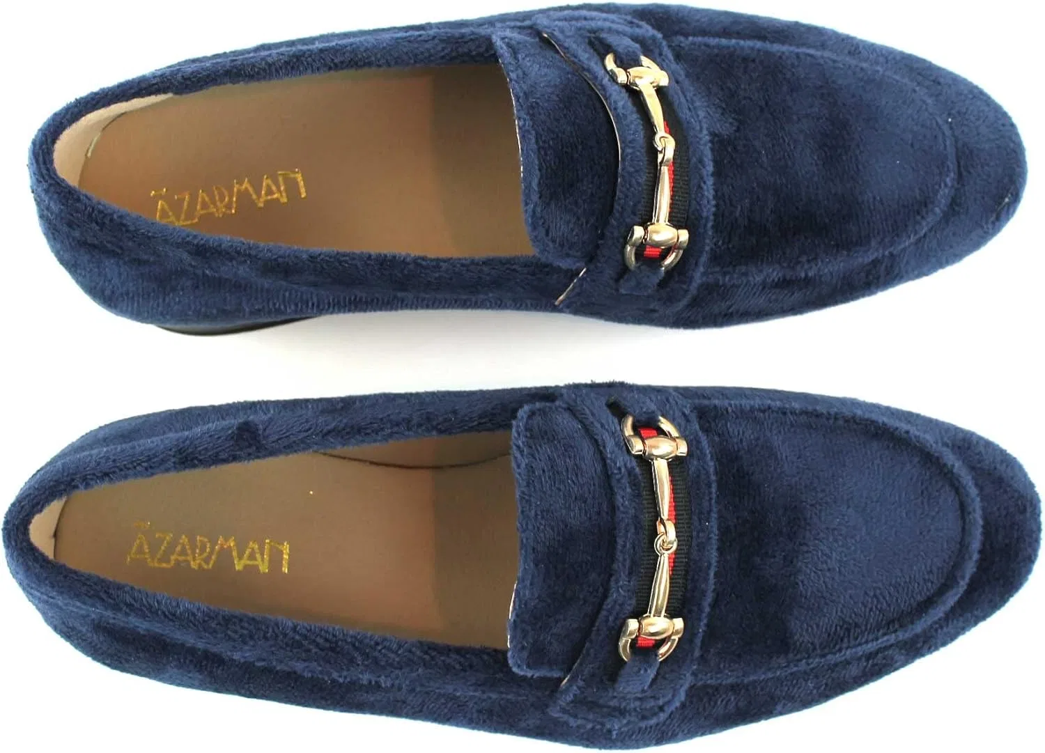 Лоферы синие вельветовые с золотой пряжкой, Navy Blue AZAR MAN — фото 4