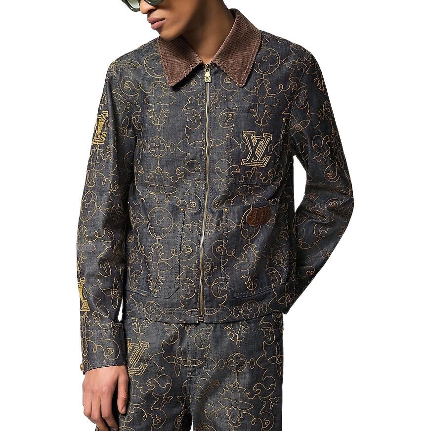 Куртка Louis Vuitton Embroidered Denim, коричневый