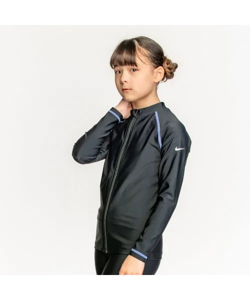 Рашгард детский Nike SS24 с длинным рукавом, UPF50+, фиолетовый