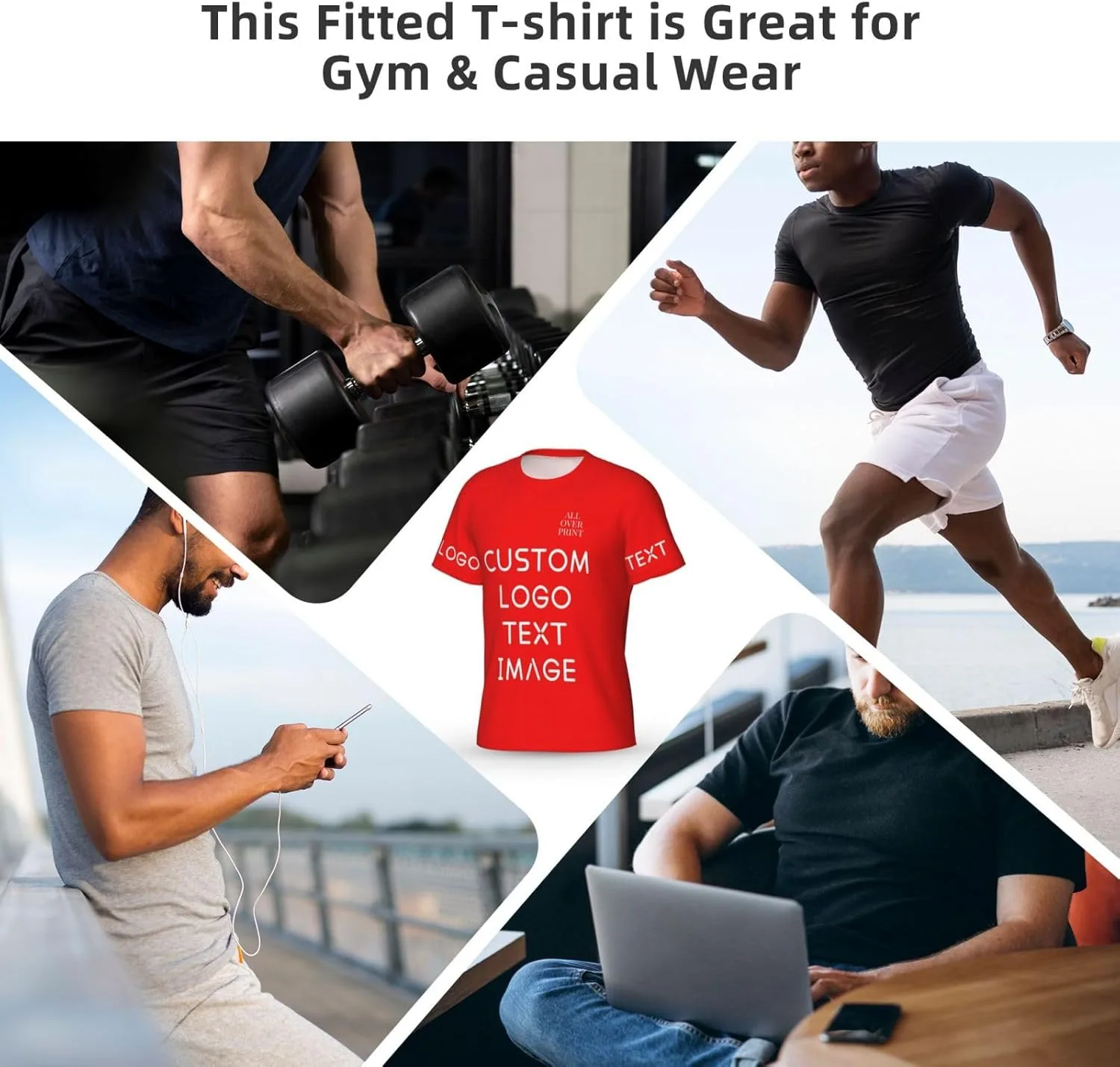 Футболка с полной запечаткой Custom T Shirts с логотипом — фото 2