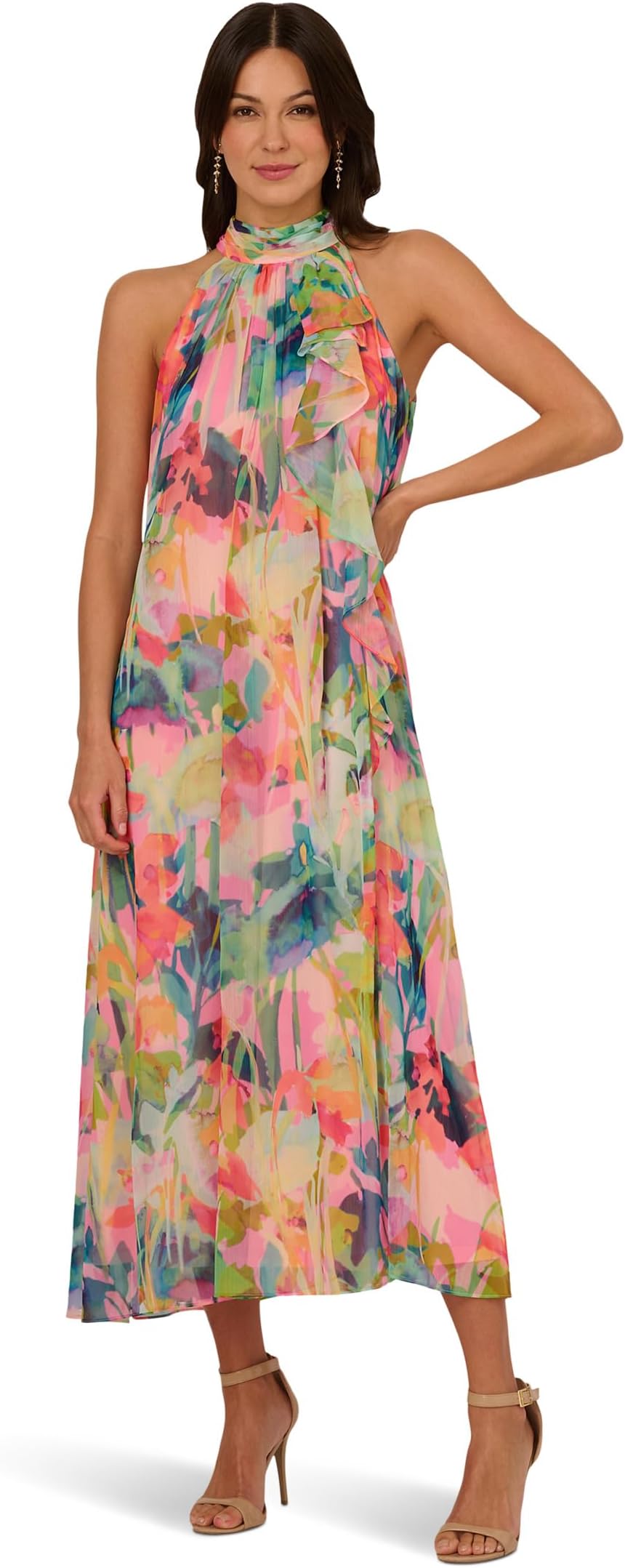 

Платье Adrianna Papell Print Chiffon Trapeze Dress, Pink Multi
