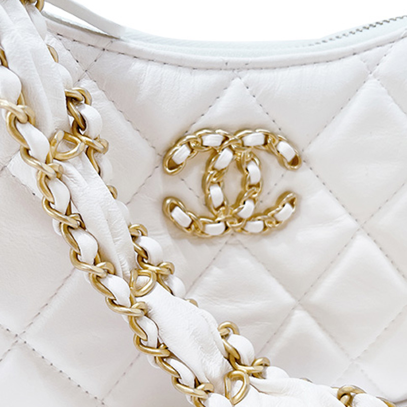 Сумка через плечо из коровьей кожи, хобо, женская белая CHANEL — фото 4