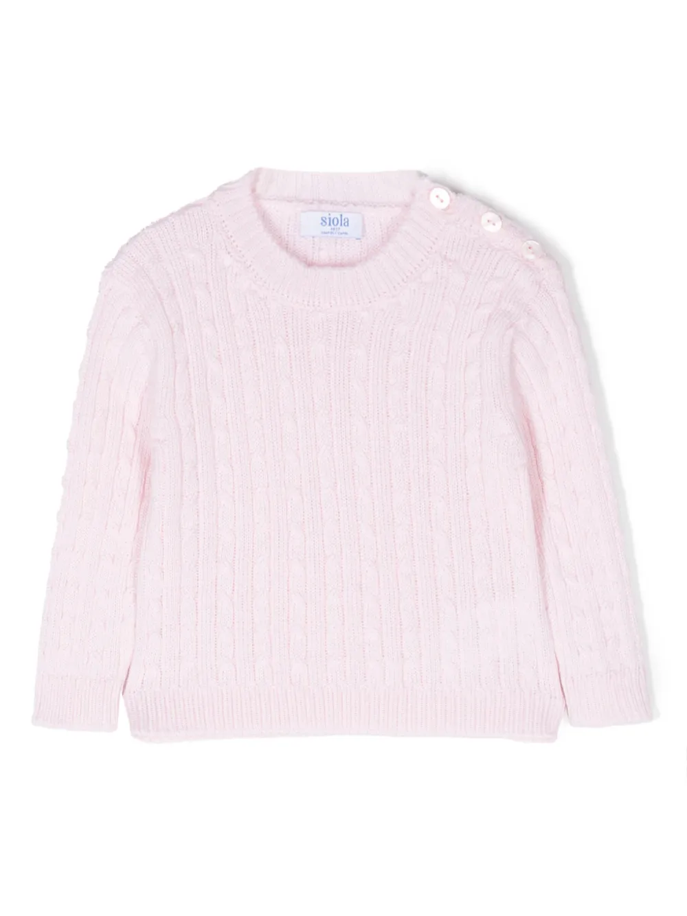 

Джемпер из шерсти мериноса фактурной вязки Siola, розовый