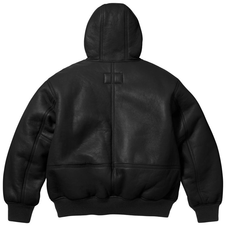 Рабочая куртка Supreme x Schott из овчины с капюшоном, черная — фото 2